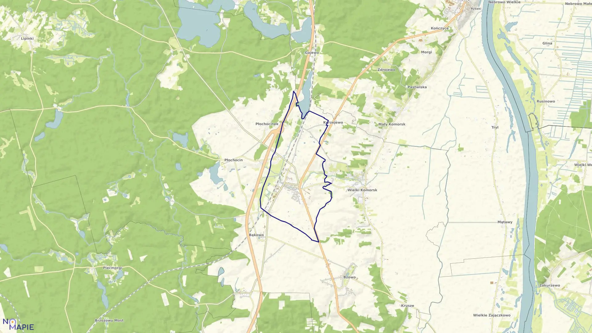 Mapa obrębu Warlubie w gminie Warlubie